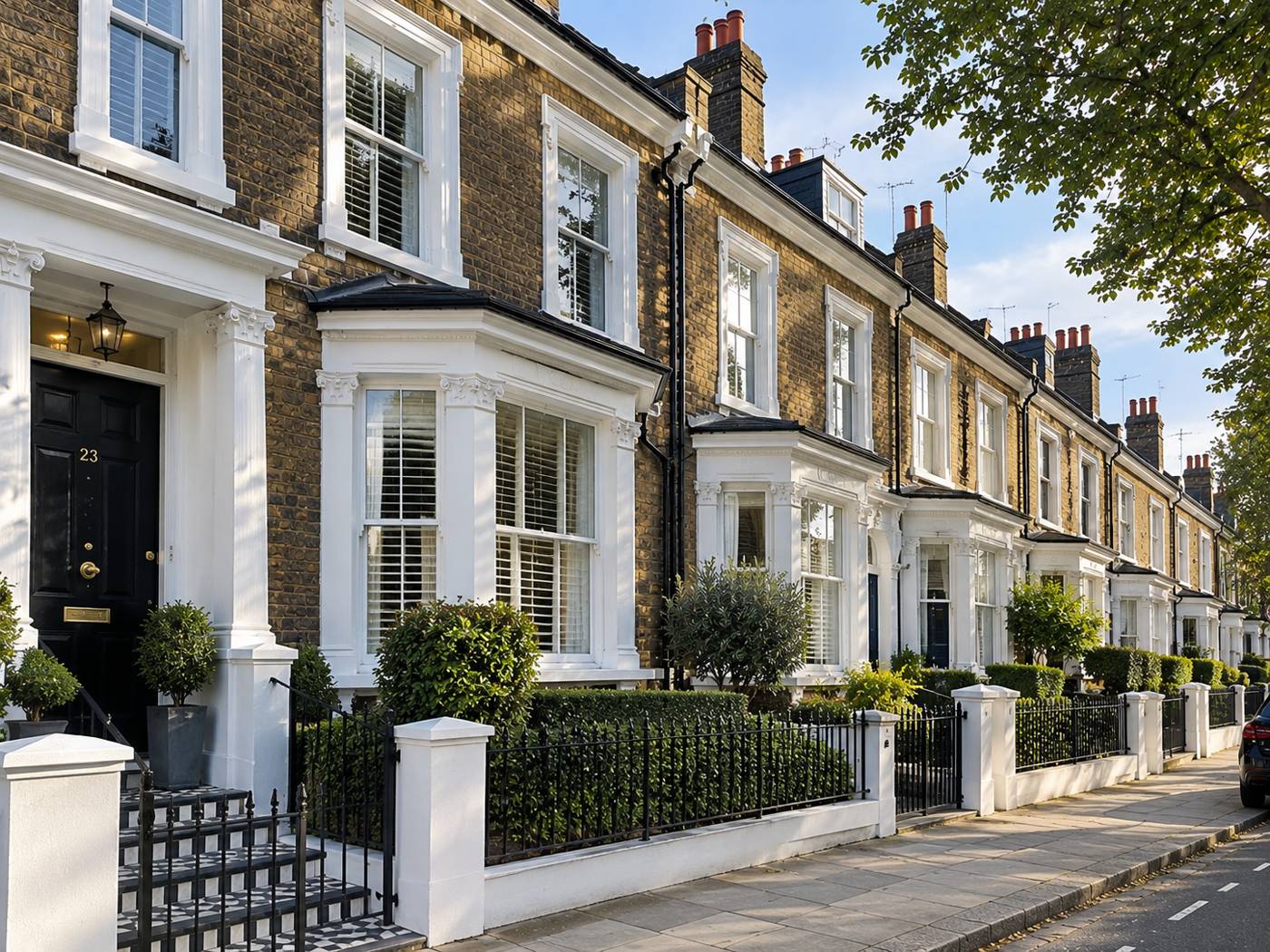 Row of terraced family homes